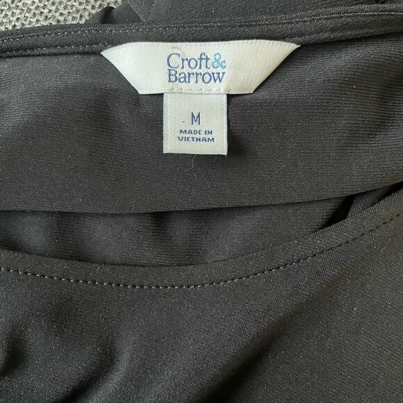 NEW Croft & Barrow Side Ruched‎  3/4 Sleeve Draped Black Shirt NWT Womens Medium - Picture 11 of 12